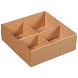 4 Bölmeli Kapaklı Separatörlü Karton Kutu 24x23x8 cm - KullanatPazarı