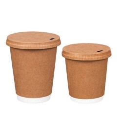 8-9 oz Delikli Karton Sıcak İçecek Kapağı Kraft - 2
