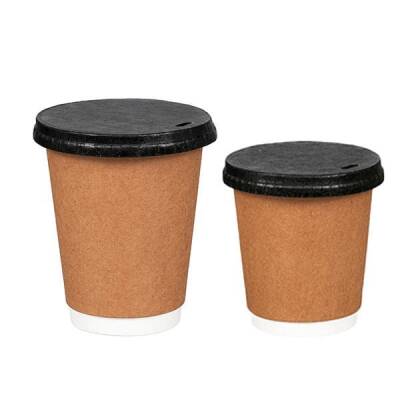 8-9 oz Delikli Karton Sıcak İçecek Kapağı Siyah - 3