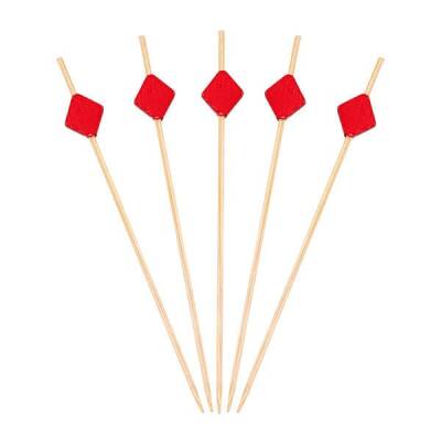 Dekoratif Bambu Kırmızı Karo Kürdan 12 cm - 1