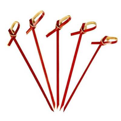 Düğümlü Kırmızı Bambu Kürdan 12 cm - 1