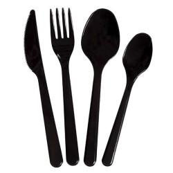 Lüks Plastik Siyah Tatlı Kaşığı 2,6 gr - 2