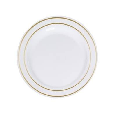 Porselen Görünümlü Altın Yaldızlı Plastik Tabak 19 cm - 1