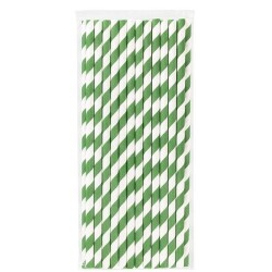 Yeşil Çizgili Beyaz Kağıt Pipet 6mmx19,7cm - KullanatPazarı